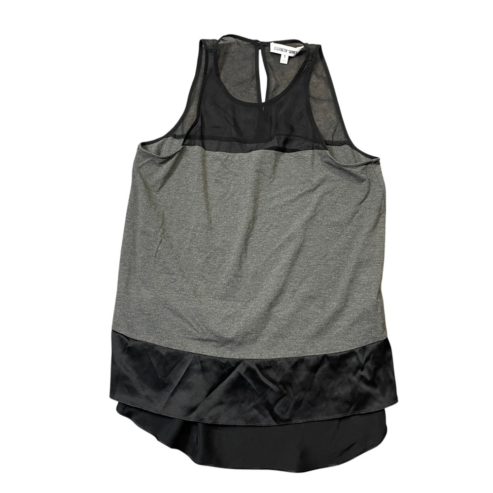 Elizabeth and James Grey‎ Black Sheer Top Portion Razor Back Top